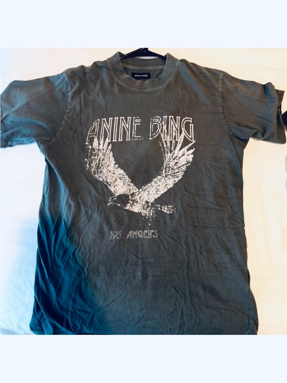 Anine Bing Charcoal T-Shirt with Eagle Print